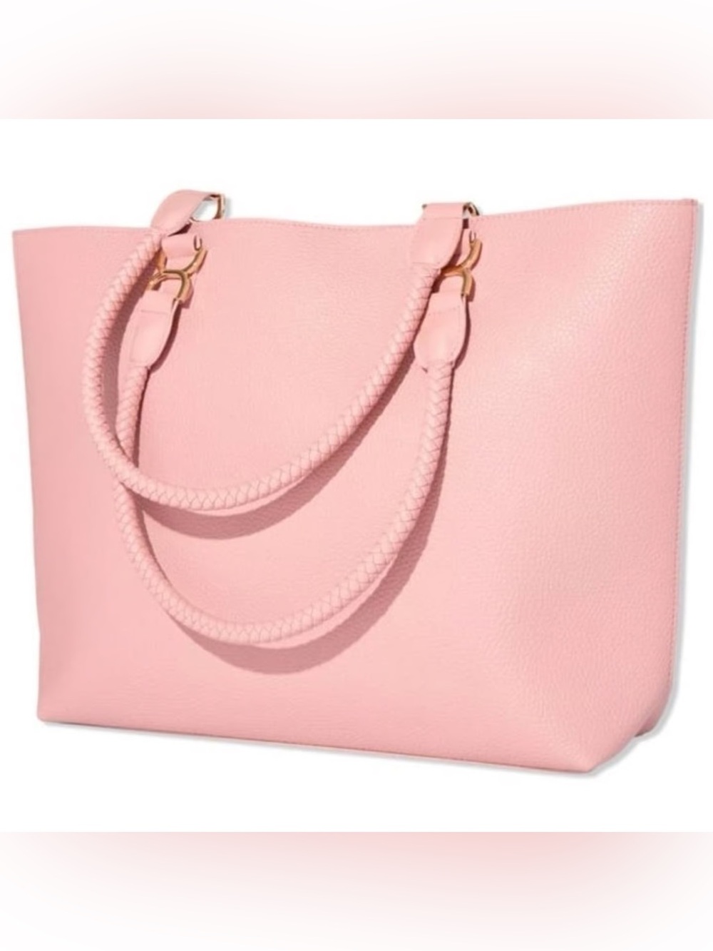 Stylish Pink Tote Bag with Braided Handles
